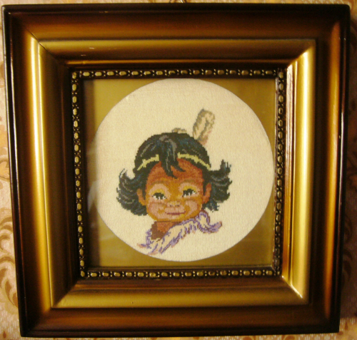 Little Indian Boy 20x20 cm. 19 colours (large stitch, background embroidered)